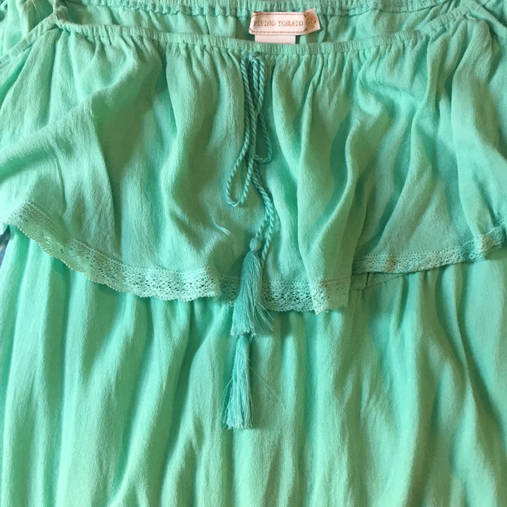 Teal off shoulder dress
